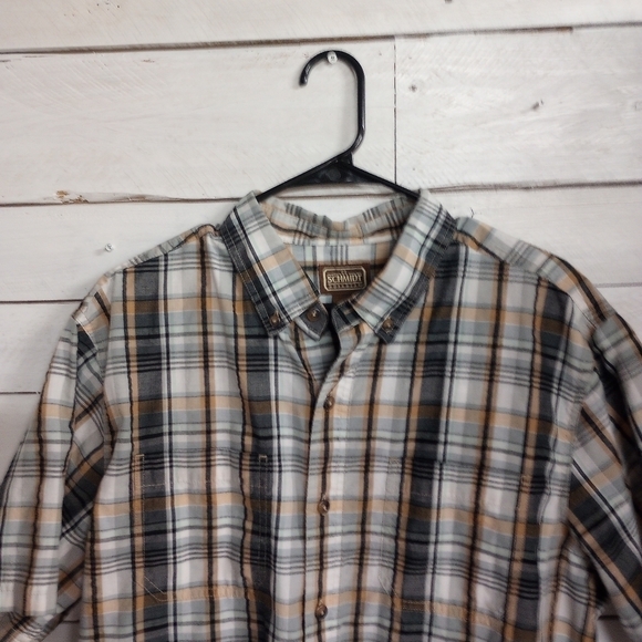 C.E. Schmidt Workwear Men’s Large Button Front Plaid Short Sleeve Shirt, Work - Picture 2 of 10